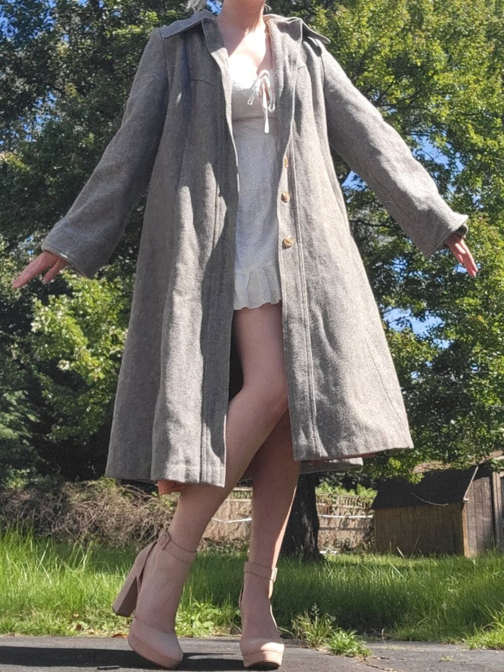 ❝ vintage 1970s grey wool blend coat 🌷⋅ ❞
